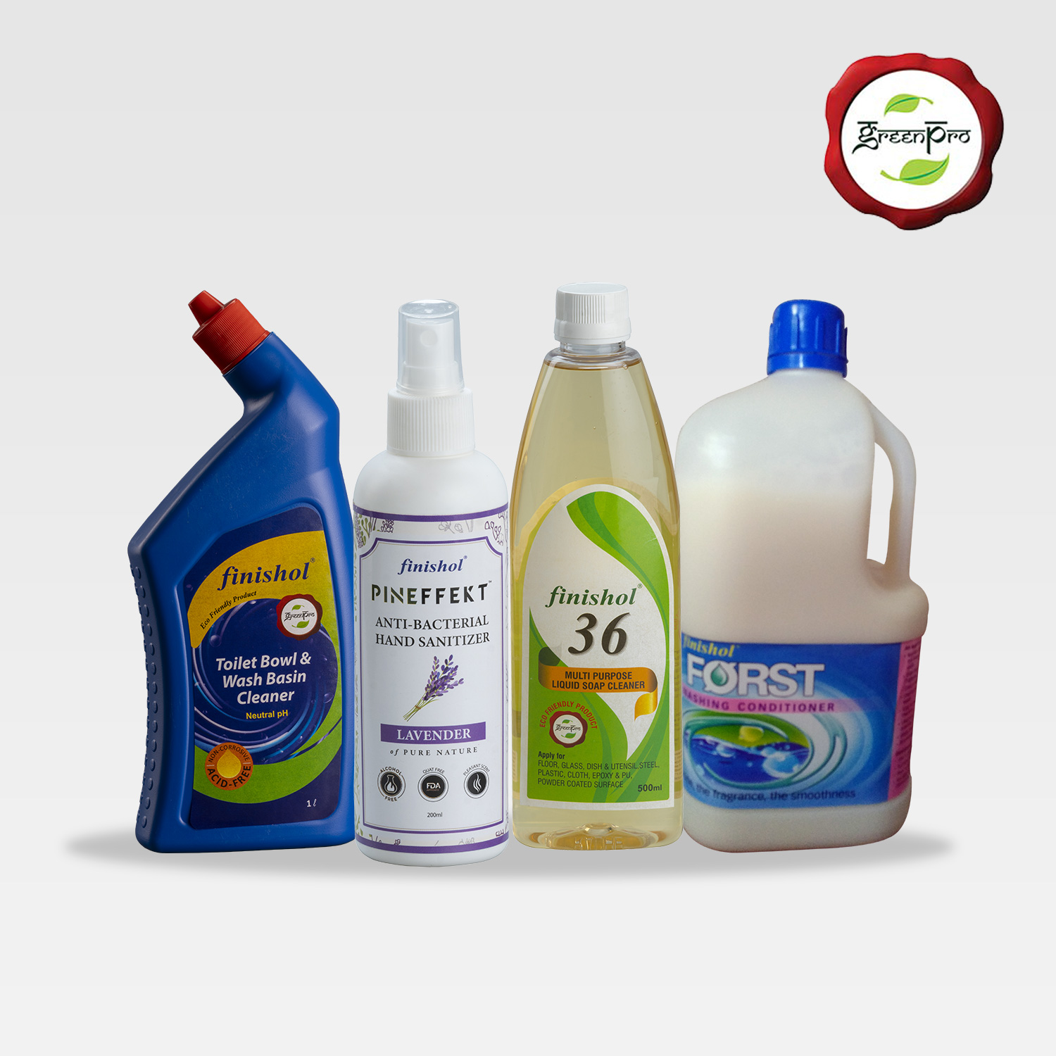 Biodegradable Fabric Conditioner, Toilet Bowl Cleaner, Multipurpose Cleaner & Hand Sanitizer